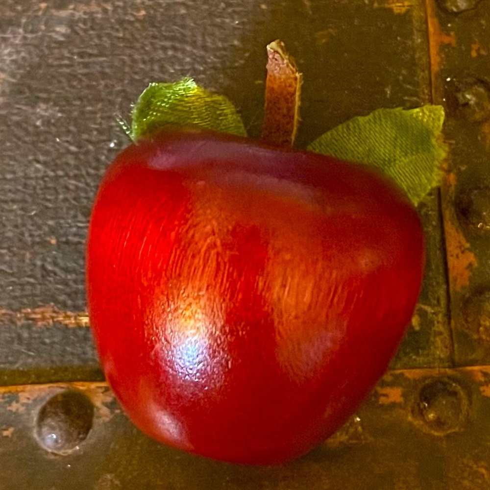 Red Apple Pin or Brooch in Wood